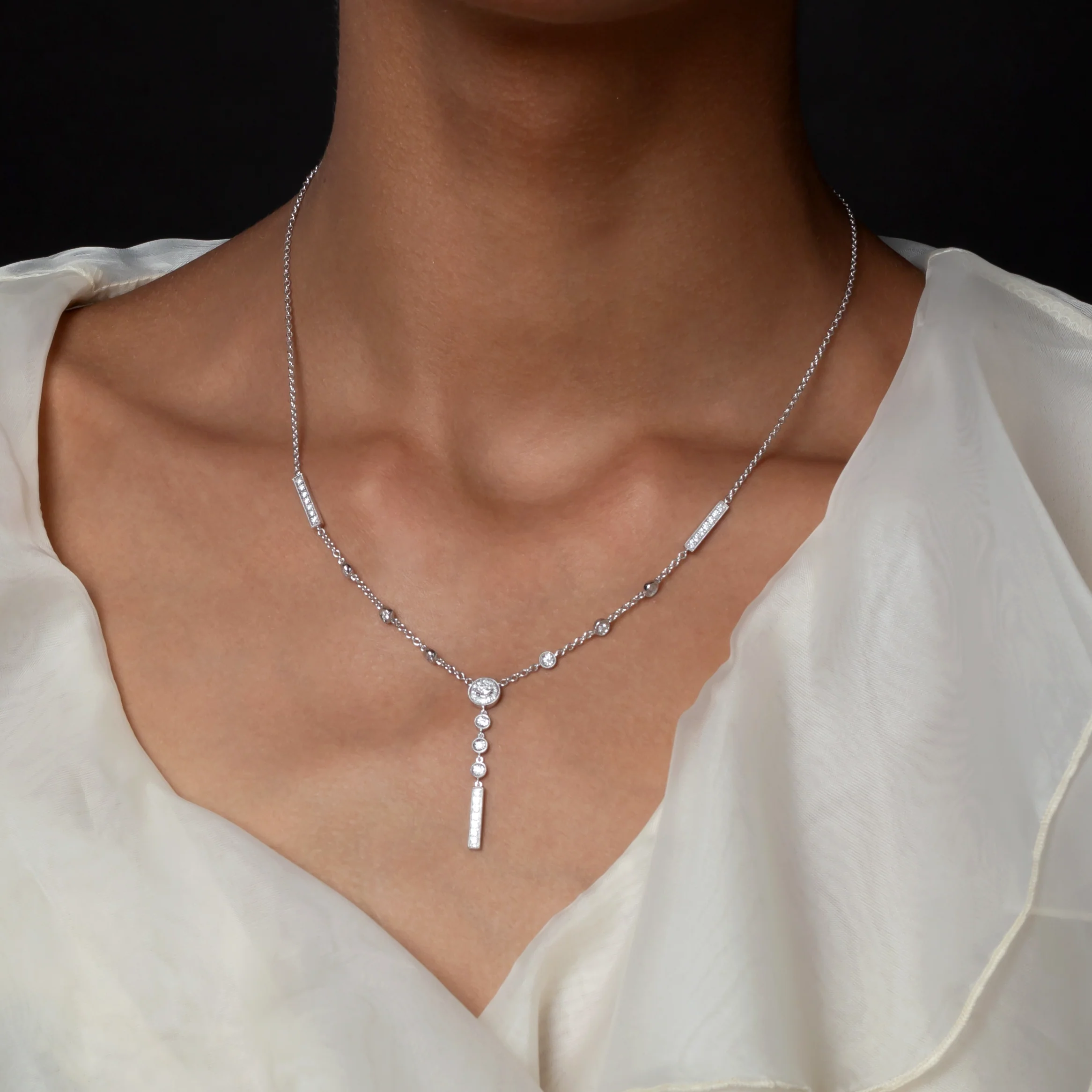 14K Gold & 1/2 carat TCW Lab-Grown Diamond Drop Necklace - Image 3