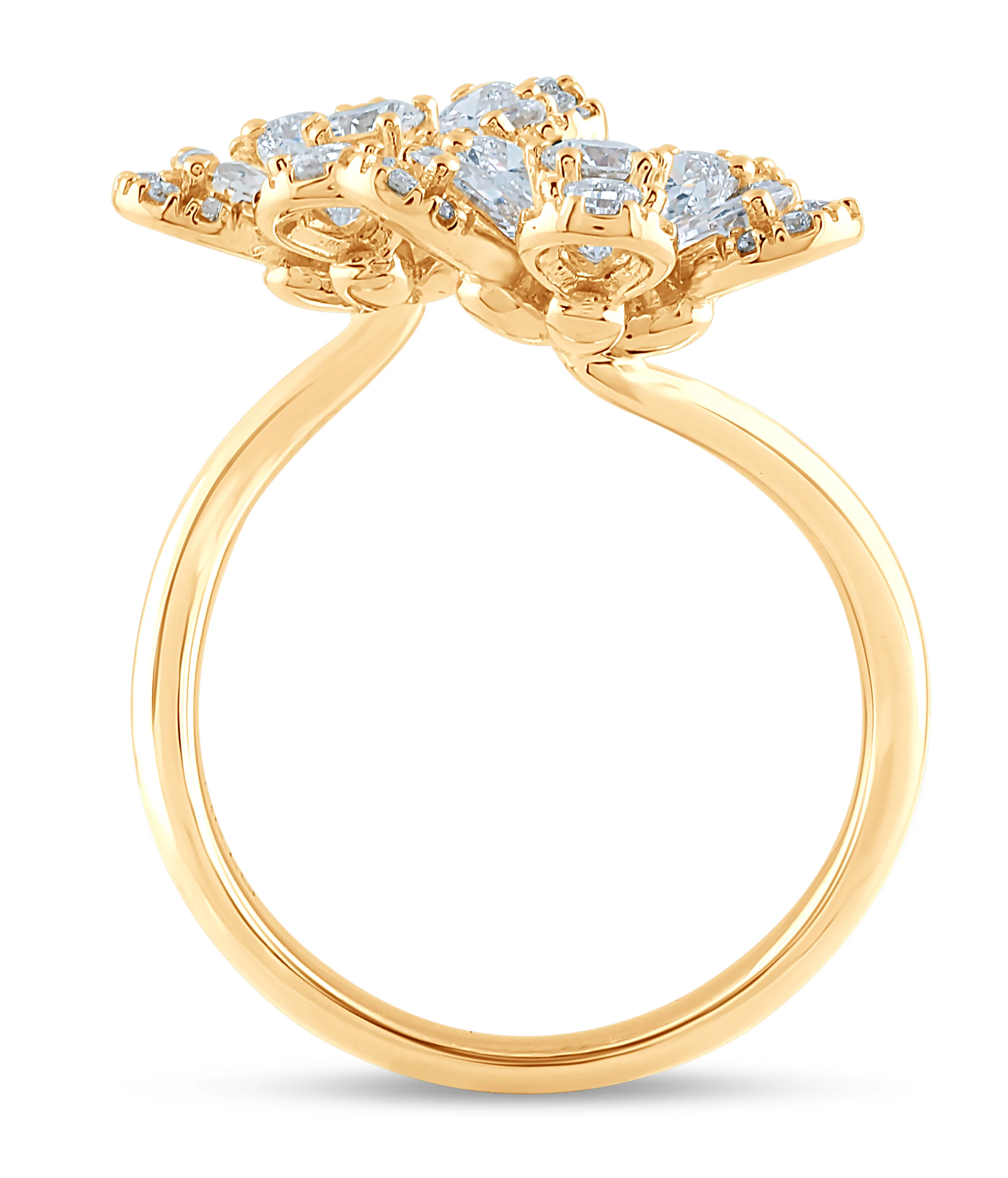 14K Gold & 2 TCW Lab-Grown Diamond Flower Wrap Ring - Image 6