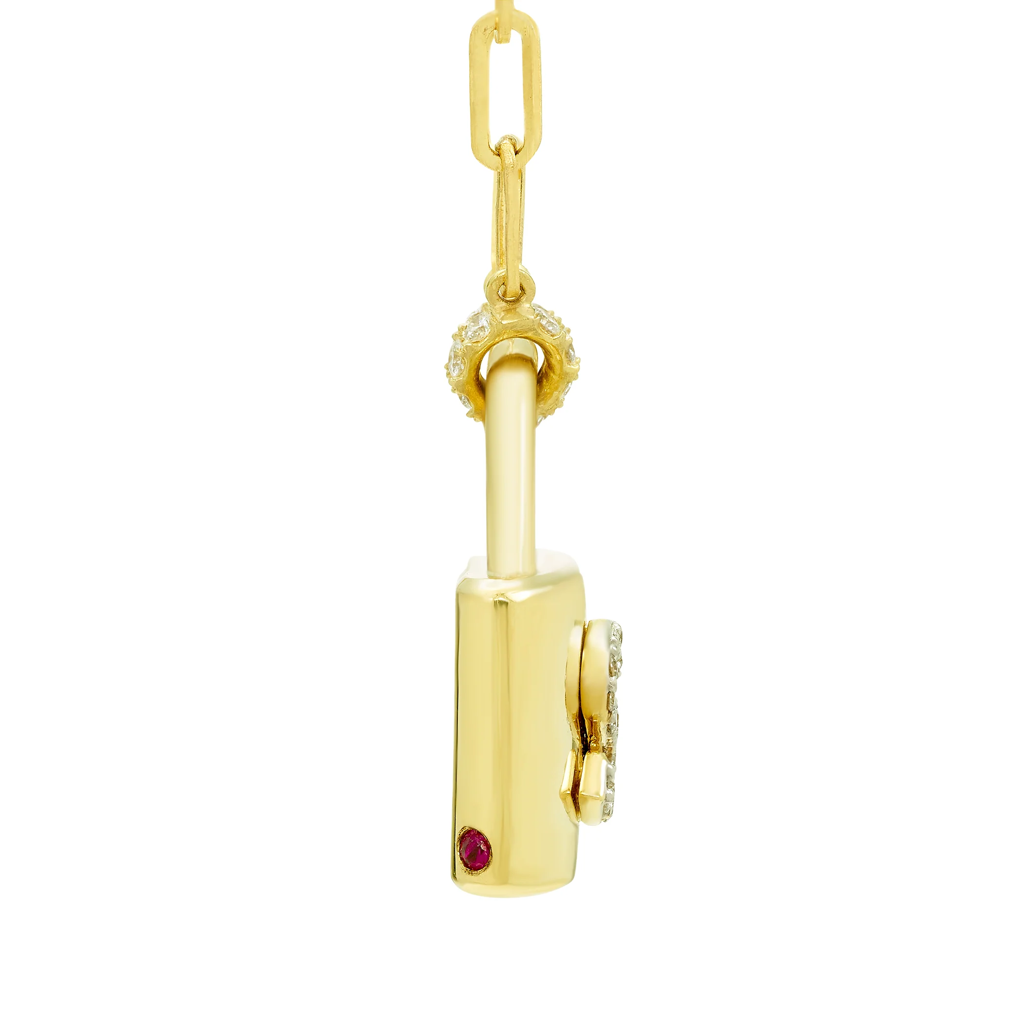14K Gold & Lab Grown Diamond "S" Initial Lock Necklace - Image 3