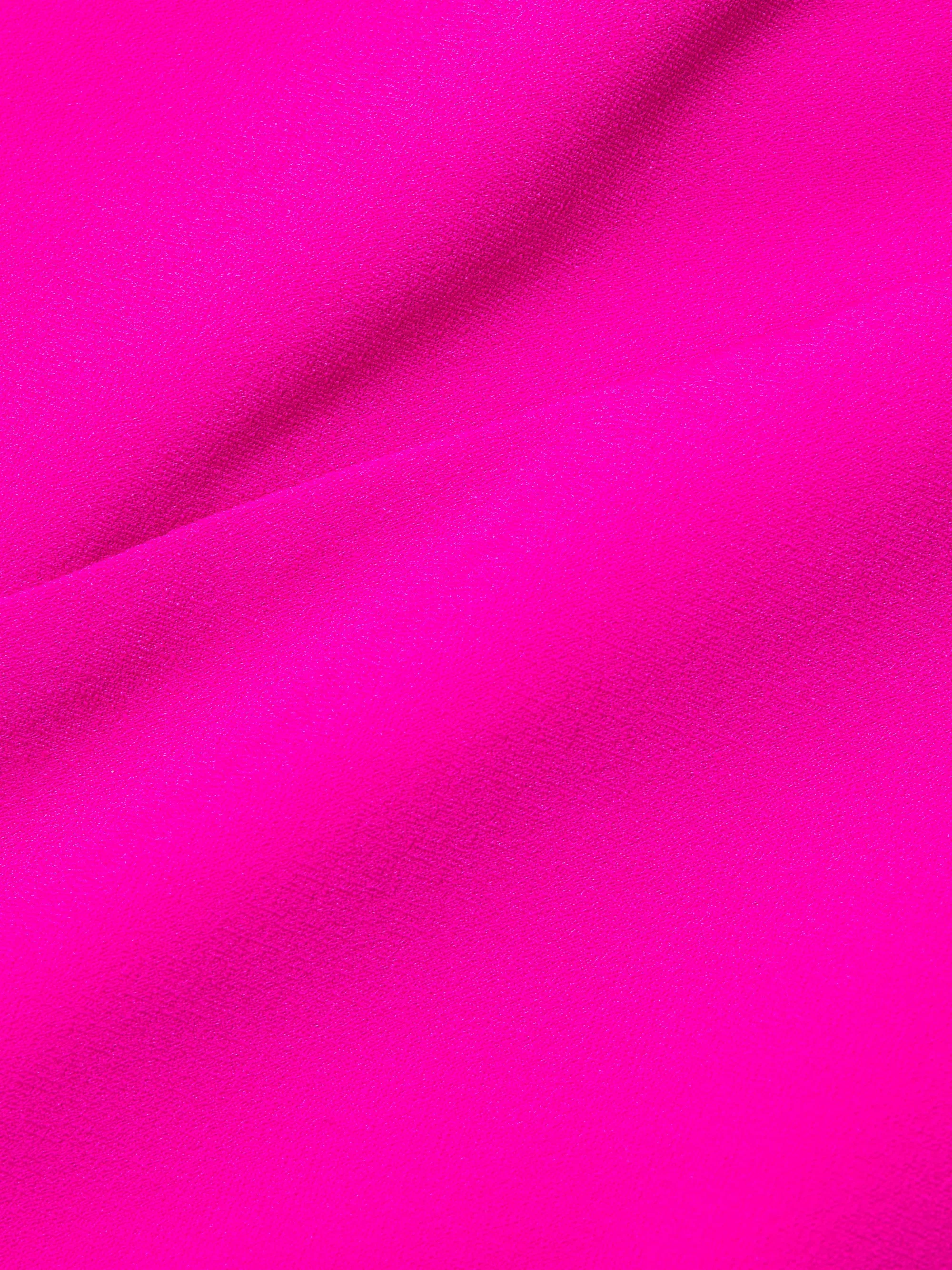 Asymmetric Crepe Dress with Floral Detail in Hot Pink - Image 5