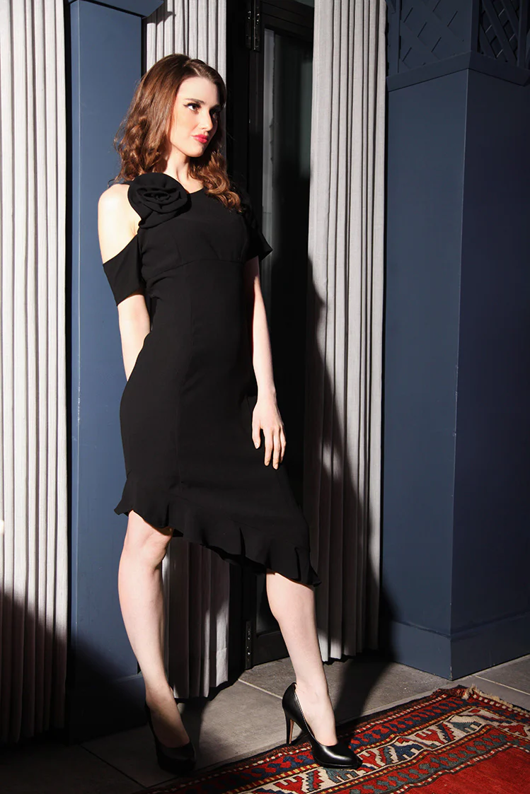 Asymmetric Dress with Floral Detail - Image 7