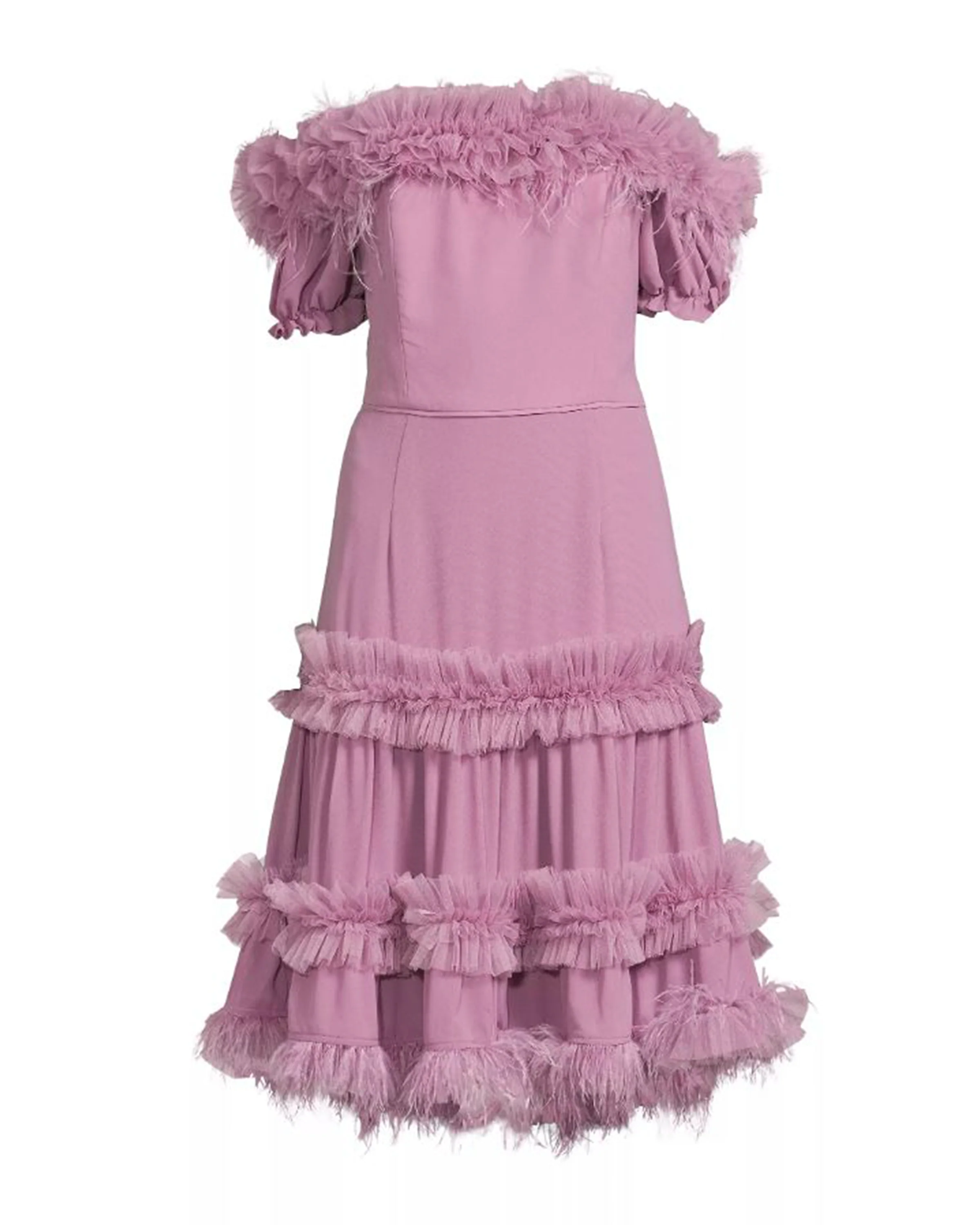 Tiered Ruffle and Feather Dress - Image 3