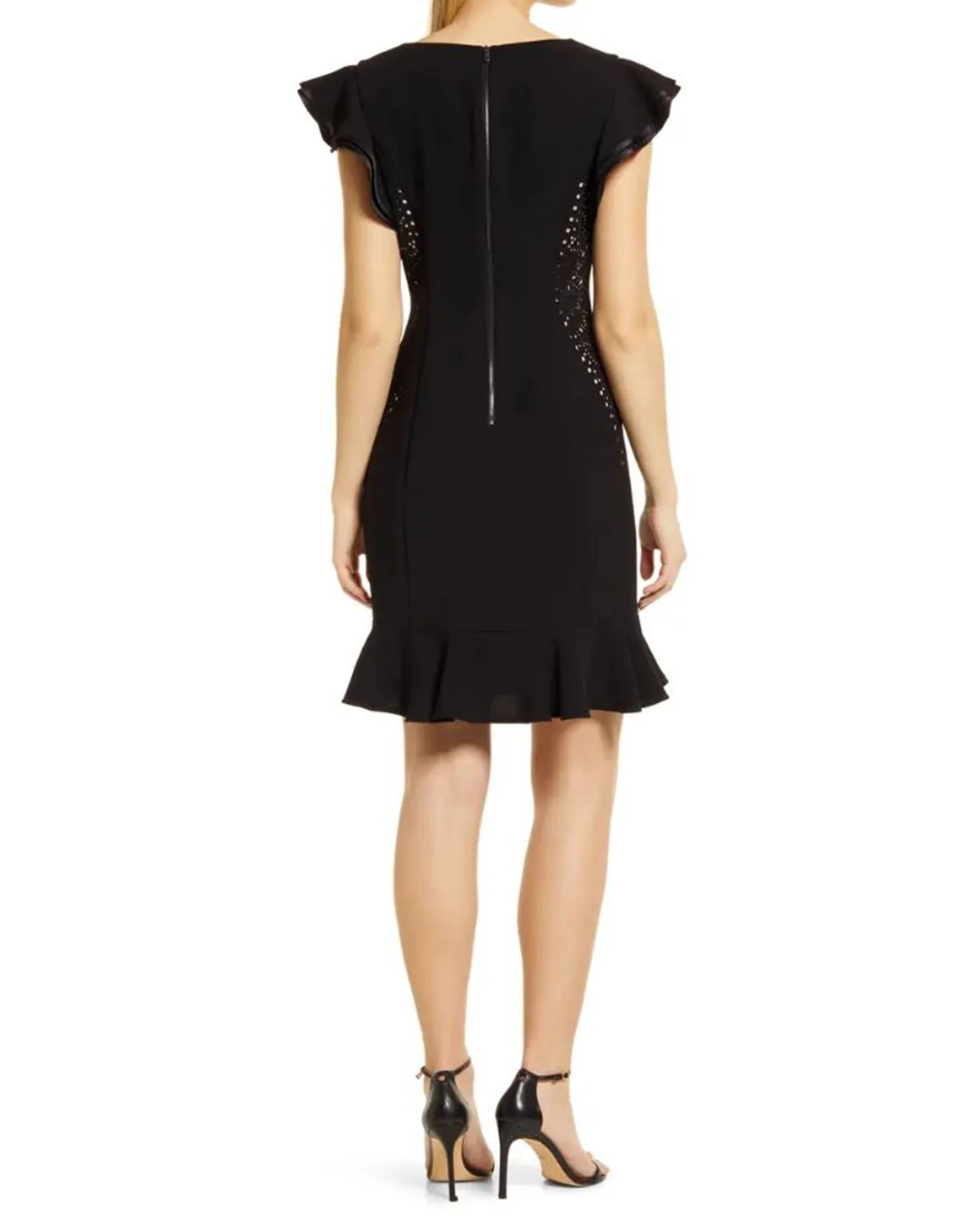 FOCUS by Shani — Flutter Sleeve Laser Cut Dress - Image 2