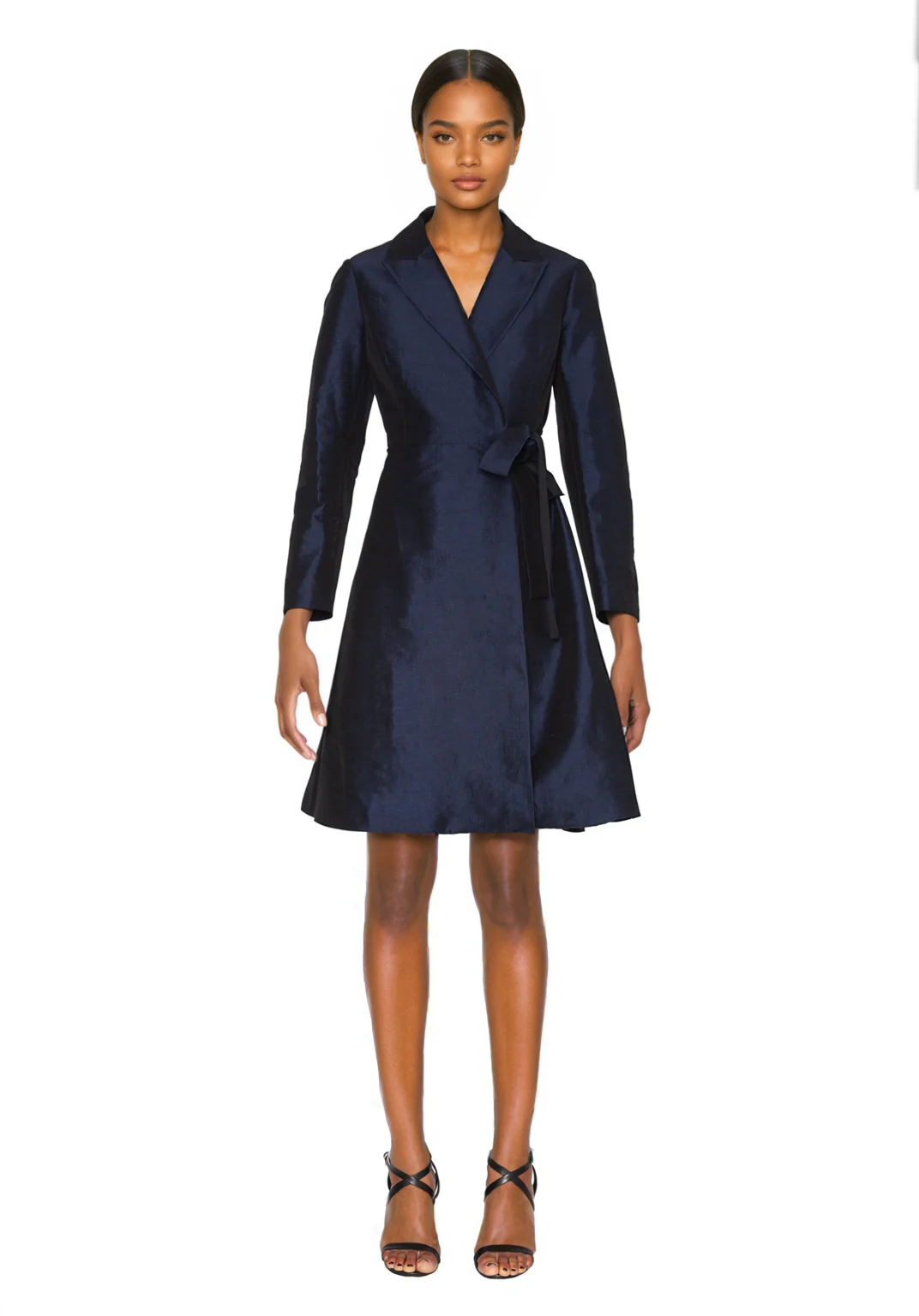 FOCUS by SHANI - Dupioni Wrap Dress in Navy