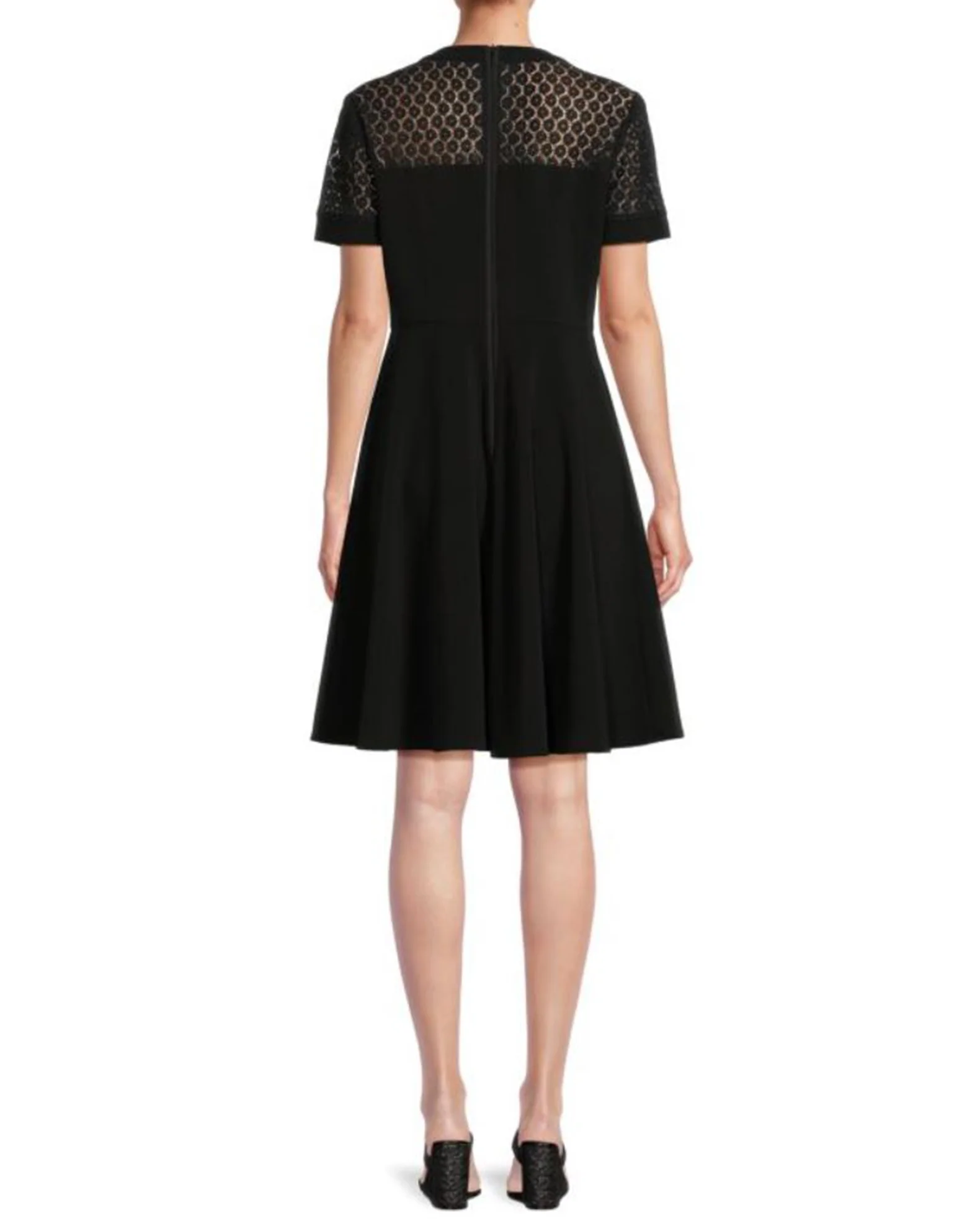 FOCUS by Shani — Crepe Fit & Flare Dress in Black - Image 2