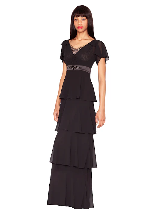 FOCUS by Shani - Georgette Ruffle Tiered Gown - Image 2