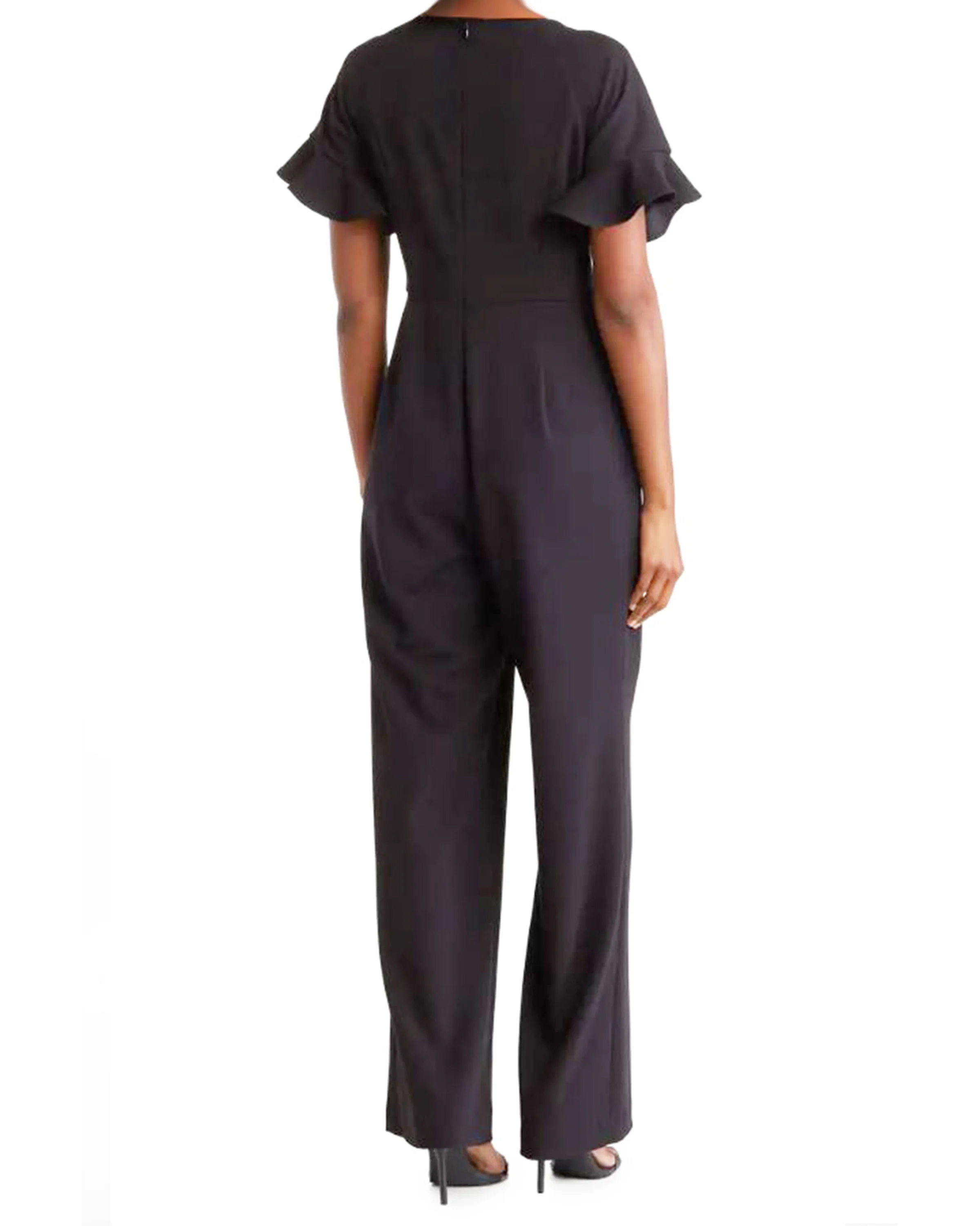 FOCUS by Shani — Flutter Sleeve Keyhole Jumpsuit in Black - Image 3