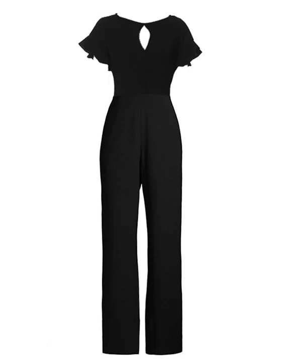 FOCUS by Shani — Flutter Sleeve Keyhole Jumpsuit in Black - Image 4