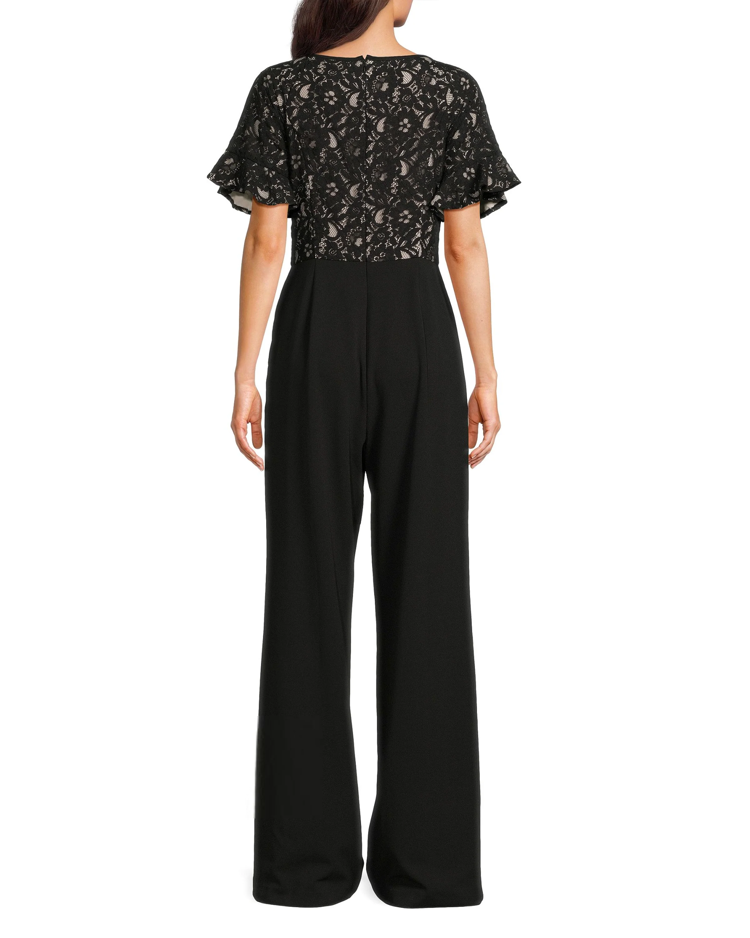 FOCUS by Shani — Lace Flutter Sleeve Keyhole Jumpsuit - Image 2