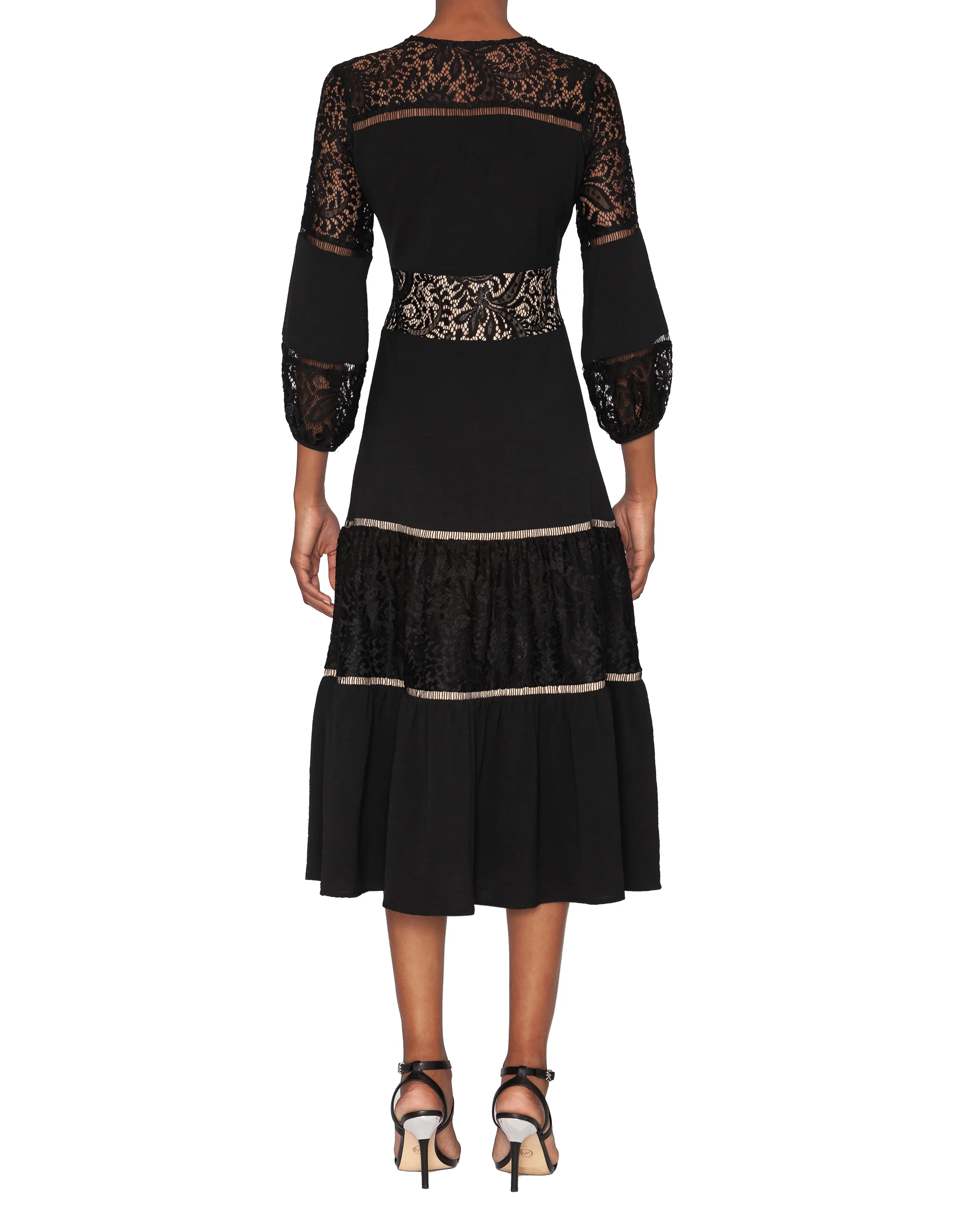 FOCUS by Shani — V-Neck Woven Shirt Dress with Lace Insets - Image 2