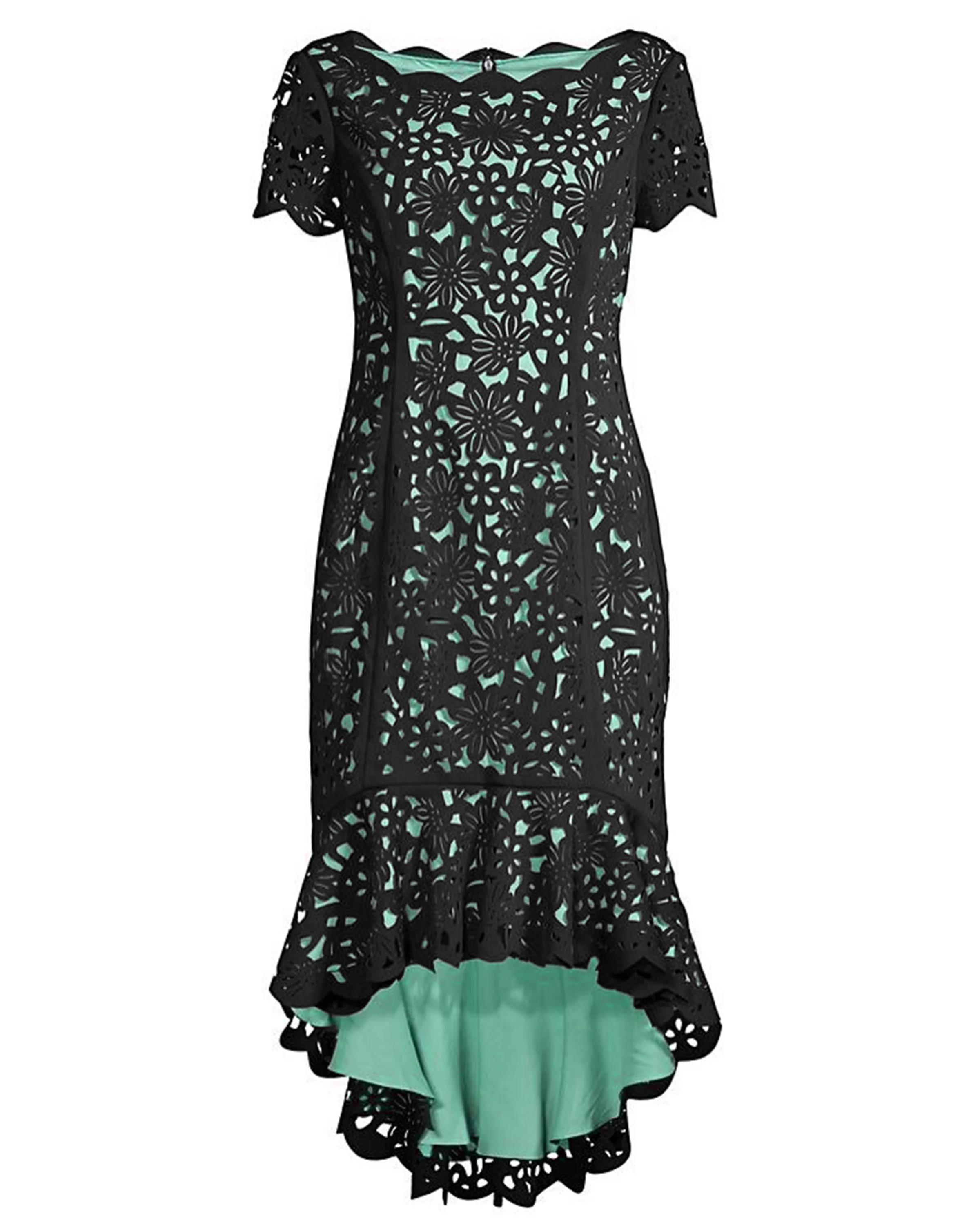 Hi-Lo Laser Cut Dress in Mint - Image 3