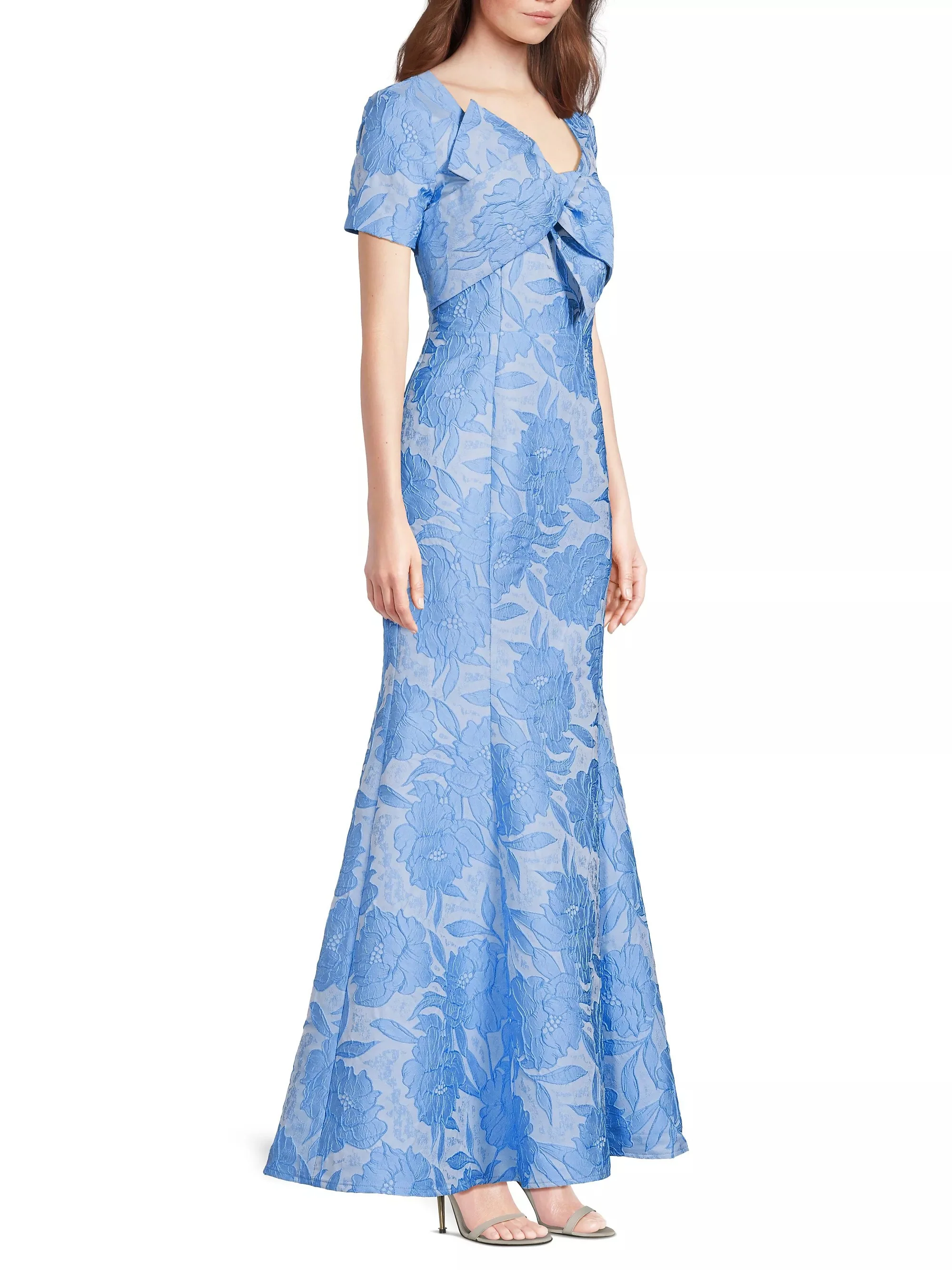 Jacquard Bow Gown in Light Blue - Image 2