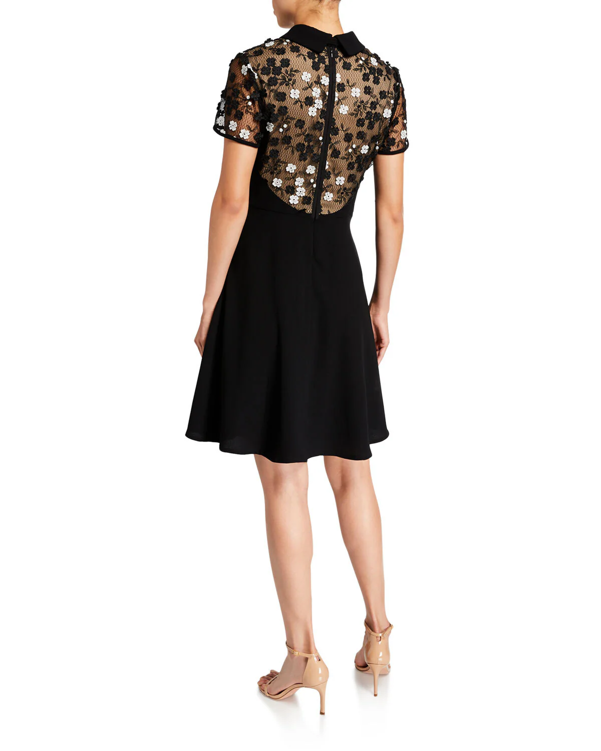 FOCUS by Shani — Lace Bodice Fit & Flare Dress with Bow Tie - Image 2