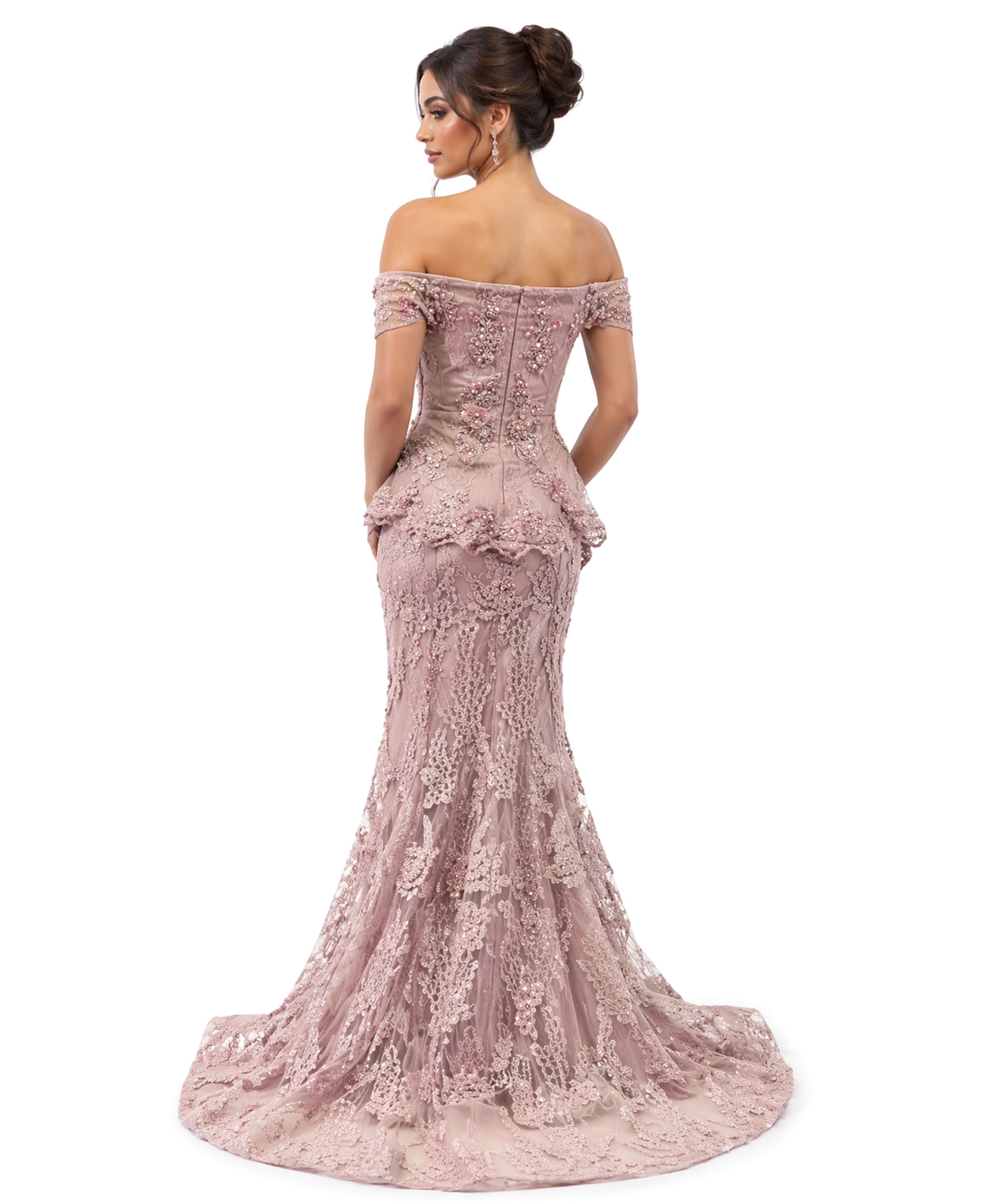 Off the Shoulder Embroidered Gown - Image 2