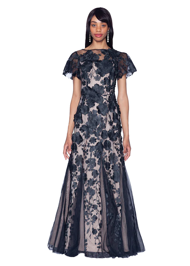 PREORDER - 3D Floral Fit and Flare Gown
