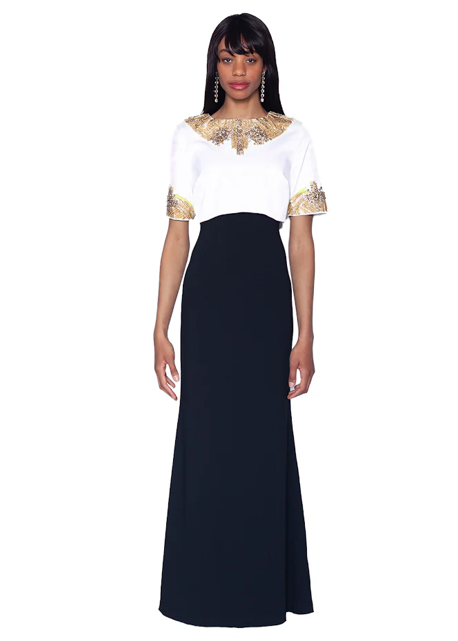 PREORDER - Beaded Popover Column Gown