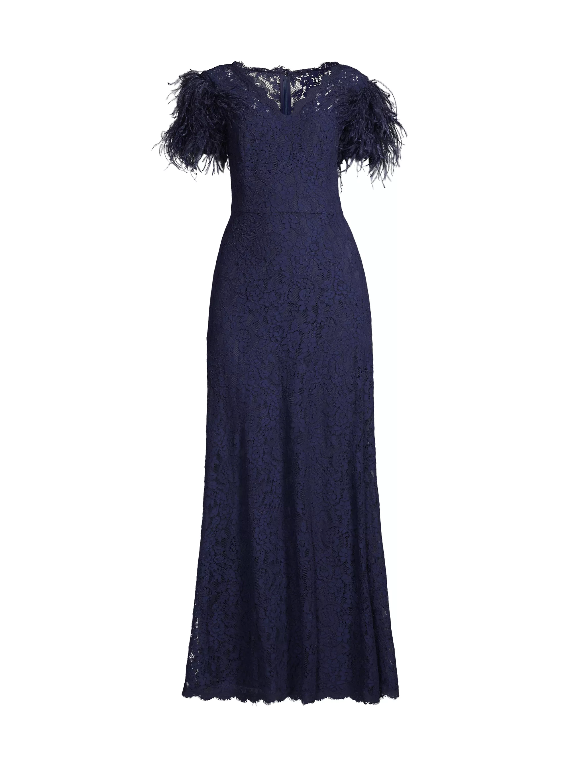 Fit & Flare Gown with Feather Sleeves - Image 3