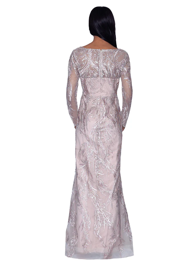 PREORDER - V-Neck Beaded Fit and Flare Gown - Image 2